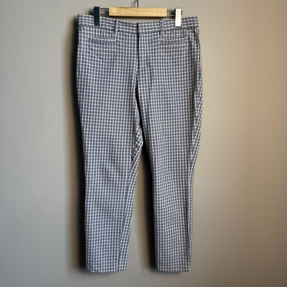 Gap Womens Signature Skinny Ankle Pants Navy White Plaid Size 8 Stretch Trousers